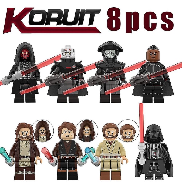 8 st Star Wars seriens karaktär Anakin Skywalker Darthmaul Obi-wan minifigur monterad minibyggkloss Actionfigurer Toy Kids Present (FMY)