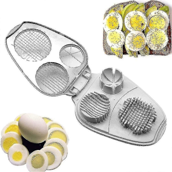 Eggdeler, 3-i-1, Rustfritt stål, Manuell Eggdeler - Eggdeler for hardkokte egg (FMY)