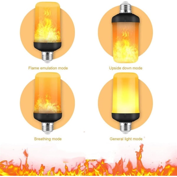4st LED Flame-glödlampa, Flameffekt-glödlampa, 4 ljuslägen E27 Flame Bulb Party Bulb Lights (FMY)