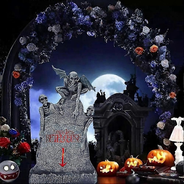 Beetlejuice LED Här Ligger Beetlejuice Gravhäll Halloween Dekoration Officiellt (FMY)