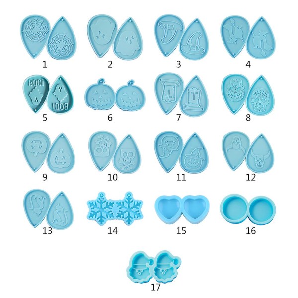 UV Epoxy Resin Støbeform Håndlavede Øreringe Eardrop Danglers Silikoneform DIY Håndværk Nøglering Form Halloween Vedhæng Form  (FMY)