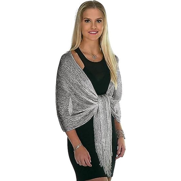 Sjal og omslag til kveldskjoler, sjal og omslag for kvinner, kledelige sjal og omslag til kveldsklær - Sølv (FMY)