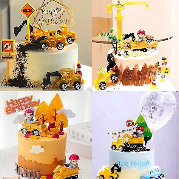 Byggkran Traktor Byggnadsfödelsedagstårta Dekoration Tårta Topper Bilar Fest Byggfest År Födelsedag Pojke 1:a Babyshower (FMY) 1set