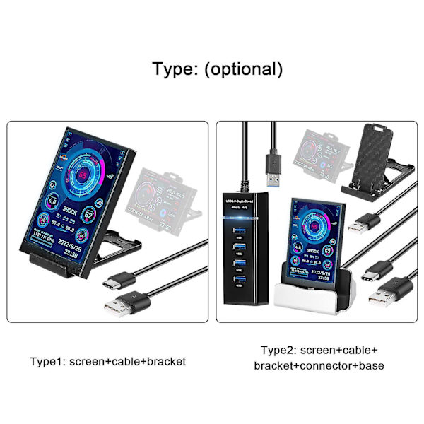 3,5 tommer IPS-skærm USB sekundær skærm computere CPU GPU RAM HDD skærm tid dato display horisontal vertikal skærm switch  (FMY)