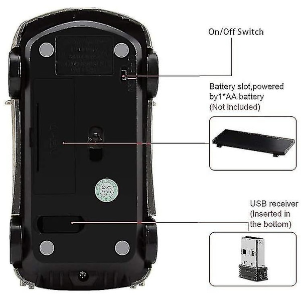 Trådløs bilmus Ergonomisk Optisk Mus Usb 2.4g Mini Mottaker For Windows Bærbar Datamaskin Notebook Mac  (FMY) Gold