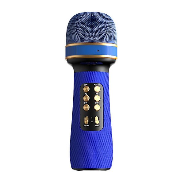 Trådløs mikrofon Profesjonell Karaoke Bluetooth Barn Sang Audio Integrert Blå Håndholdt Kondensatormikrofon (FMY) Blue
