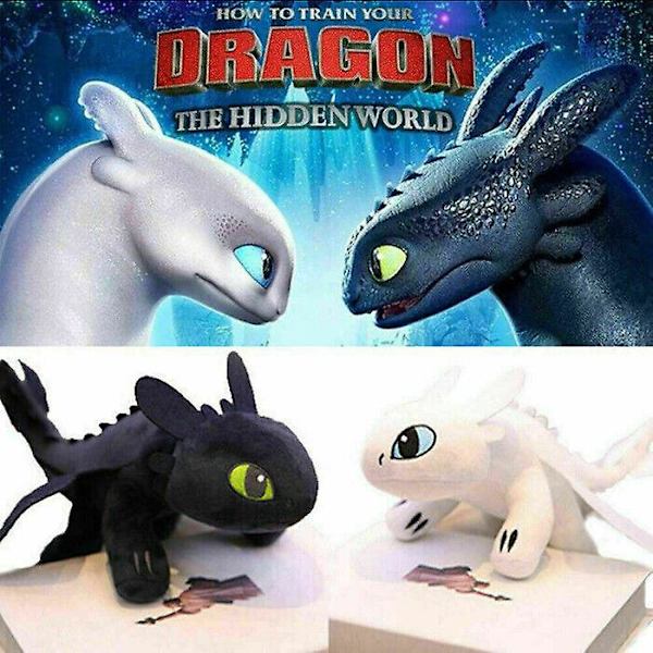 35cm Hvordan træner man din drage 3 Tandløs plys legetøj natlys Fury Kids Dolls  (FMY) Black