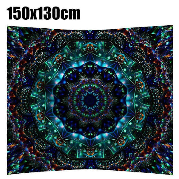 Mandala Gobelin Abstrakt Print Vægophæng Tæppe Sengetæppe Soveværelsesindretning (FMY) 150x130cm