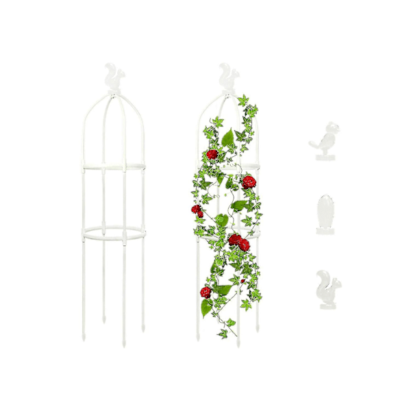 Trädgårdsspaljé Obelisk för Klätterväxter Utomhus-krukor Rostsäker Metall Växt Blomsterspaljéer (FMY) White 2 layers