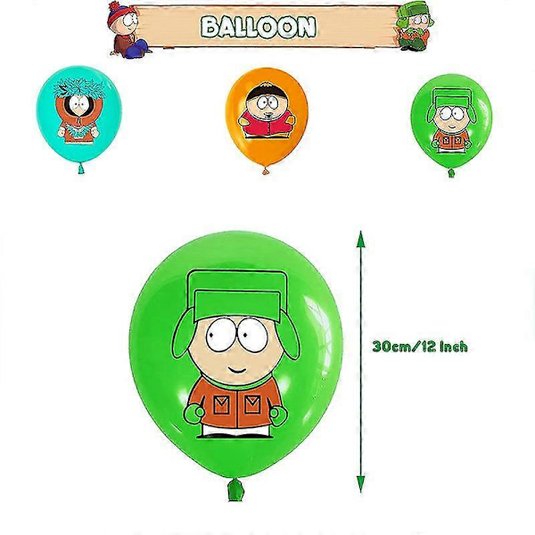 South Park-temaet Fødselsdagsfest Dekorationer South Park Fødselsdag Banner Træk Kage Indsæt Ballon Fest  (FMY) Set C