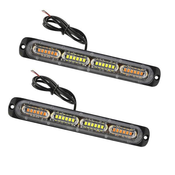 2x Amber White 24 LED:n Auto- ja Kuorma-auton Hätävilkkuvalopalkit (FMY)