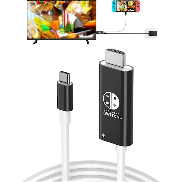 Bärbar Switch Dock USB Typ C till HDMI Konverteringskabel för TV Dockningsläge Kompatibel med Nintendo Switch, Steam Deck (FMY) black