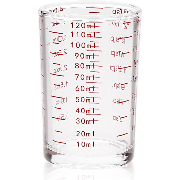 Mätkopp Shot Glas 4 Ounce/120ML Flytande Tungt Högt Espressoglas Kopp Röd Linje (2, Röd)  (FMY)