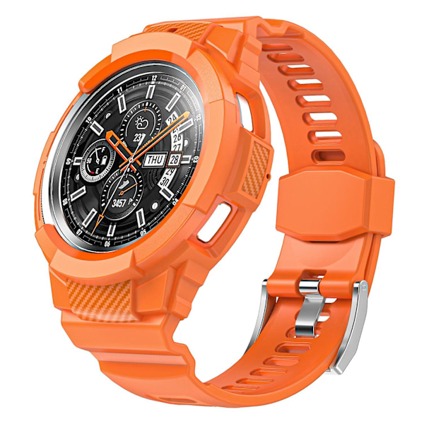 Samsung Galaxy Watch4 Classic 46mm:lle TPU-ranneke, säädettävä ranneke integroidulla kellokuorella (FMY) Orange Samsung Galaxy Watch4 Classic