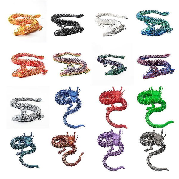 Lohikäärme-lohikäärme-leluhahmo liikkuvilla liitoksilla 3D- printed nivelletty lohikäärme (FMY) Random Colorful Dragon 60cm