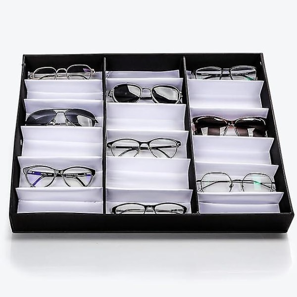 Lukittava aurinkolasien näytön järjestelylaatikko 18 lokeroa 18 lasille 18 paikkaa aurinkolaseille, silmälaseille ja silmälaseille (FMY)