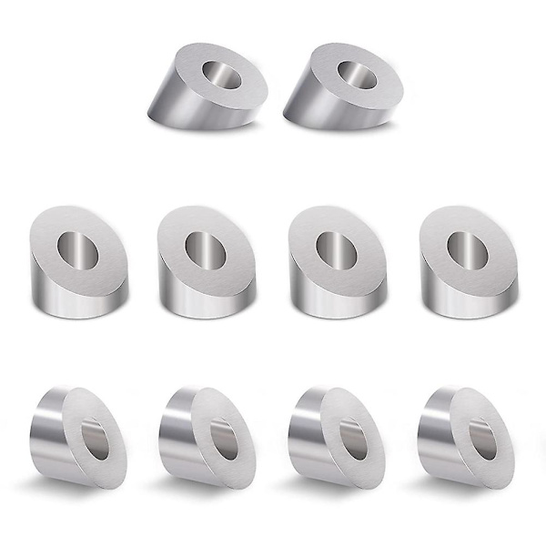 10-pack 30 graders vinklade brickor i rostfritt stål, 1/4 tum/6,6 mm 30 graders brickor för vajerräcke (FMY) Silver