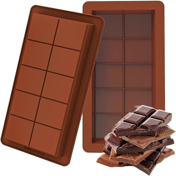 2 stk. Silikon Chokoladeforme, DIY Dyb Chokoladebarform, Non-Stick Bageforme til Fremstilling af Slik/Sød/Chokolade/Is (FMY) Brown