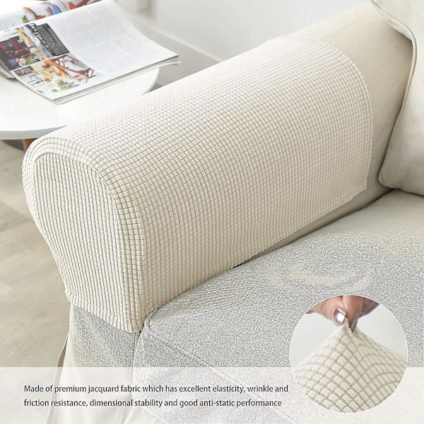 Fåtölj armstödsskydd stretch soffa armstödsskydd armstödsöverdrag för stolar (FMY) Cream