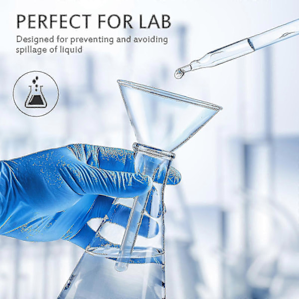 4 stk Laboratorieglass-trakter, Skoleundervisningstrakter, Kort Stilk, Eksperimenttrakter, Klare Trakter (FMY)