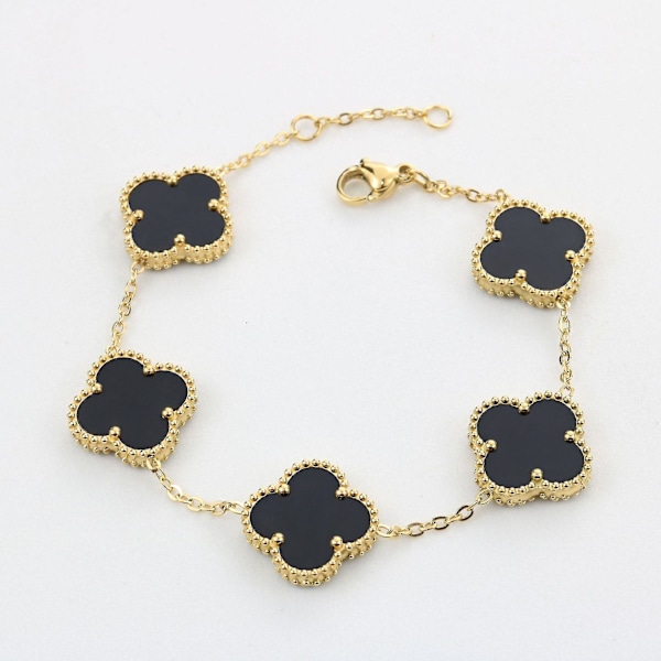 Bejoey Firkløver - Armbånd 18k Guldbelagt Rustfrit Stål Dobbeltsidet Eftermarked - ya  (FMY) black
