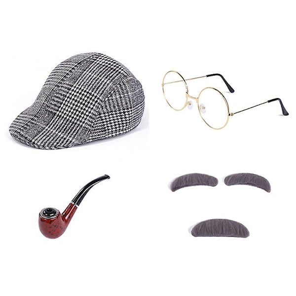 Cosplay Pappa Peruukki Parta Halloween Keski-ikäinen Ja Vanhus Hopea Musta Peruukki Lava Pukeutumisperuukki (FMY) Grandpa wig eyes