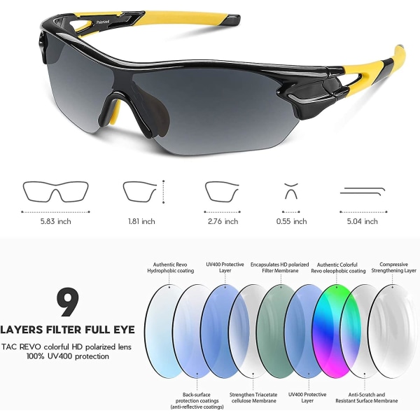 Polariserade sportsolglasögon för män Kvinnor Ungdom Baseball Cykling Löpning Körning Fiske Golf Motorcykel Tac Glasögon Uv400 (FMY)
