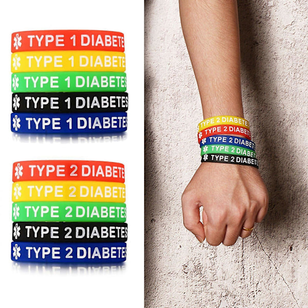 Medicinskt larmband för nödsituationer - Bärbar armband för diabetes typ 1/2 (FMY) 1