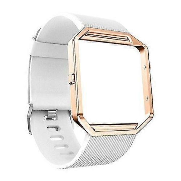 Mjuk Silikonarmband för Klocka, Ersättningsarmband för Sport med Roséguldram för Fitbit Blaze (FMY) White