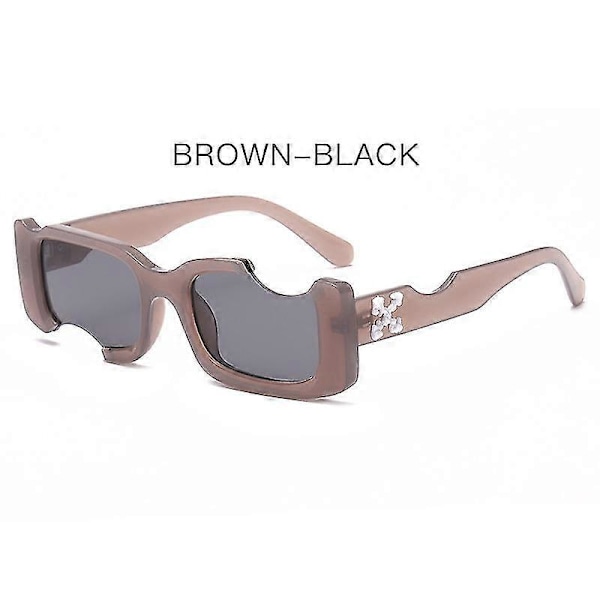 Hip-hop Firkantede Solbriller Kvinder Mænd Off Notch Hul Design Hvide Solbriller Blå Damer Vintage Shados Briller Uv Beskyttelse_LL_a05 (FMY) Jelly Gray