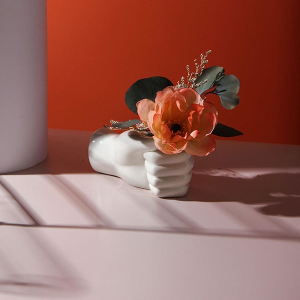 Keramisk håndvase, moderne design, skrivebord/borddekoration, hvid, 14 cm/19 cm (FMY) white 19cm