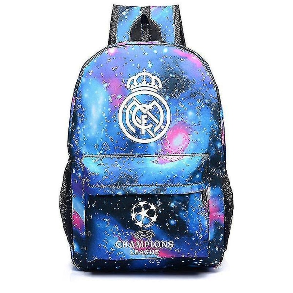 Star Real Madrid Uefa Champions League Axelväska Fläktryggsäck Student Skolväska Storage Bag-r (FMY)