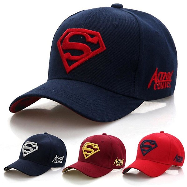 Letter Superman, Cap Casual Udendørs Baseball, Snapback Caps (FMY) WineRed.Yellow Adjustable