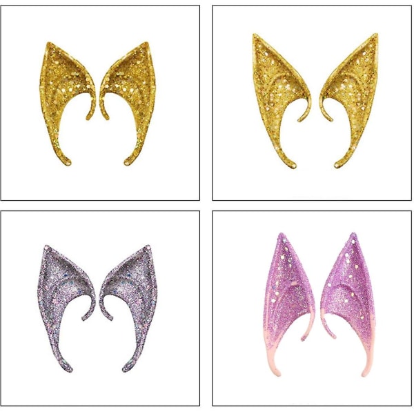 Latex Elf Ears Fairy Pixie Cosplay Tool Fancy Dress ører Halloween Festrekvisitter Halloween Latex Elf Ears Glitter Soft (FMY)