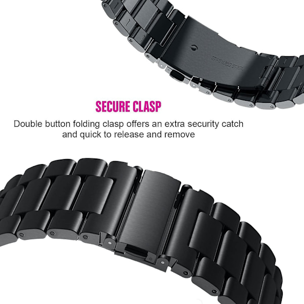 Urrem til Xiaomi Redmi Watch 2/Watch 2 Lite - 3-leddet Solid Metal Rem (FMY) Black Xiaomi Redmi Watch 2
