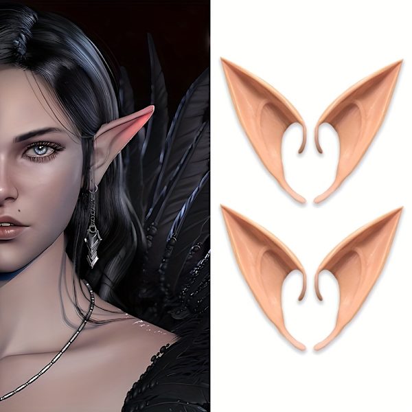 [Hurtig Ankomst] 1 Par Bløde Latex Elf Ører - Fantasy Cosplay Rekvisitter til Alien, Fe, Goblin Rollespil LARP Kostume Tilbehør - Holdbare, C  (FMY) 2pcs