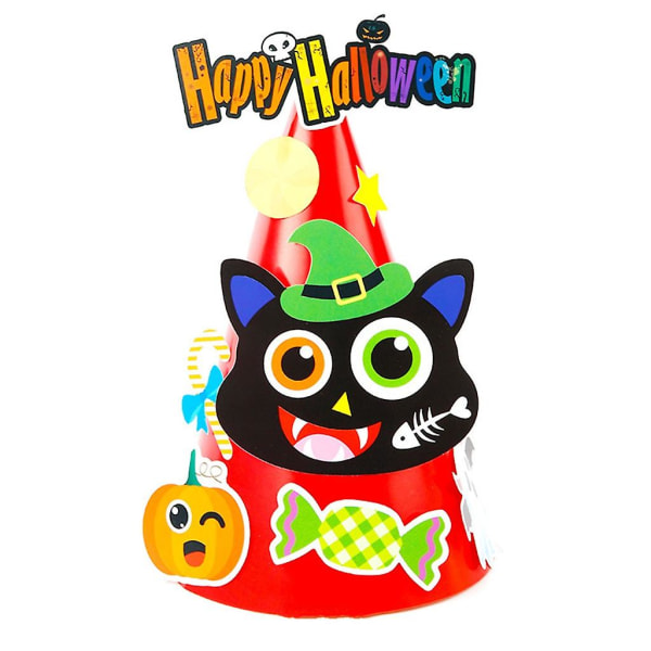 Gør-det-selv spidse kasketter Papir Craft Kit Børn Halloween Cosplay kostume Håndlavet festhat Halloween Performance Party Supply (FMY)