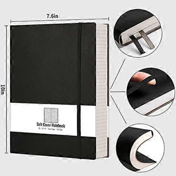 Linjerad anteckningsbok - 320 numrerade sidor Stor B5 tjock anteckningsbok för kvinnor, 100gsm tjockt linjerat papper, mjukt konstläderomslag, för (FMY)