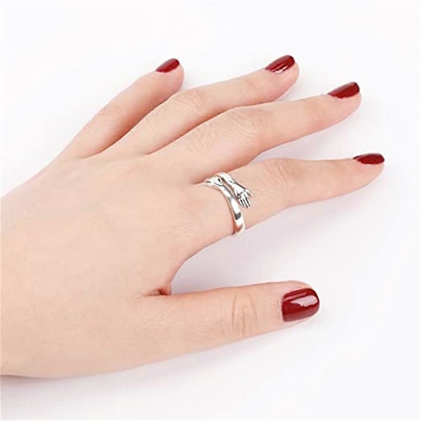 925 Sterling Silver Öppna Finger Justerbar Ring Smycke Present till Kvinnor (FMY)