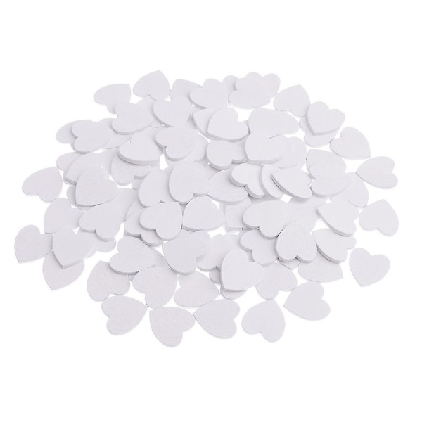 100 stk. Hvide 21x20mm Mini Hjerteformede Træstykker Dekoration Pynt Kunst Håndværk Kortfremstilling Scrapbooking Bryllupsgaver (FMY)