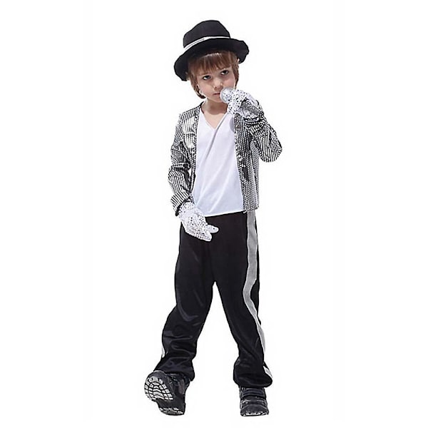 Michael Jackson Cosplay Kostyme for Barn - Gutter og Jenter - Performance Antrekk Sett - Halloween Fest Fancy Dress (FMY) 3-5 Years