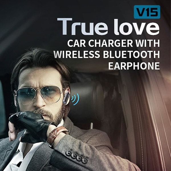 2-i-1 snabb billaddare Qc3.1a 25w Pd-laddare Trådlös Bluetooth 5.0 Single Ear-headset Dubbel USB -laddare för bil med färgglatt ljus (FMY)
