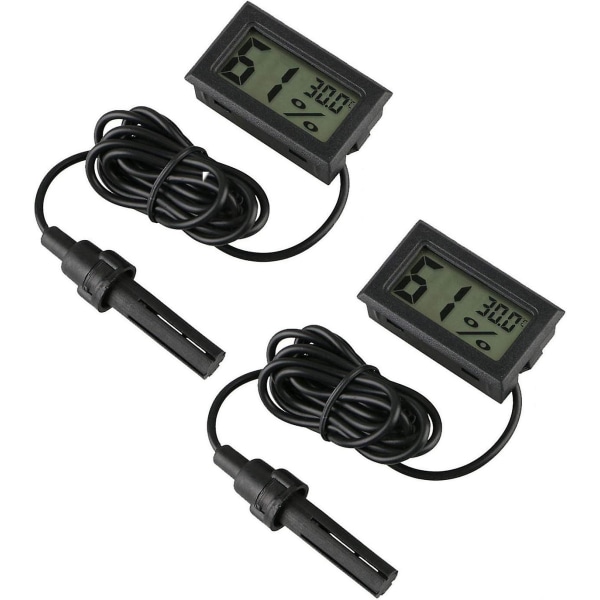 Digital Termometer Hygrometer, 2-pack Hygrometer Termometer Mini Sonden Termometrar Temperatur Fuktighetsmätare (2-pack)  (FMY)