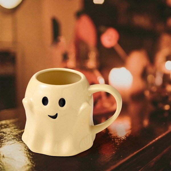 14oz Halloween Spøkelseskopp Søt Keramisk Spøkelseskopp Koselig Spøkelsesdekorasjon Skummel Spøkelseskopp Ghostface-kopp Kaffebeger for Voksne Barn Kvinner (FMY) Yellow One Size