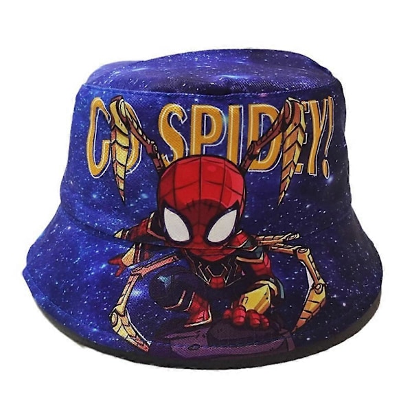 Barn Spiderman Superhjälte Cartoon Hinkhatt Pojkar Flickor Fiskehatt Keps Beanie Solhatt (FMY) C