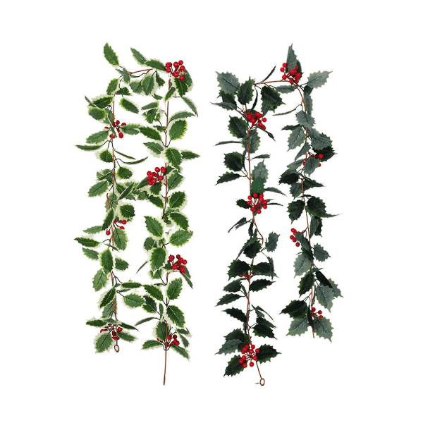 Julkonstgjord rottingkrans med snökotte Röda frukter hängande festdekor (FMY)