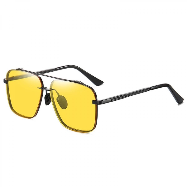 Trendy overdimensioneret firkantet metalstel solbriller til kvinder Mænd Flad spejlglas Uv-beskyttelse solbriller (FMY)