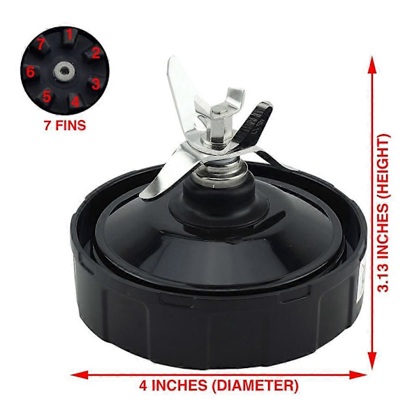 Ersättningsdelar för Ninja Blender, 2 24Oz Muggar med Lock för Utflykt, 7 Fenors Extraktorblad, för Nutri (FMY) BlackClear