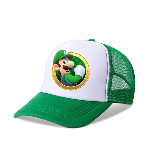 Super Mario Bros Baseballkeps Barn Pojkar Flickor Justerbar Andningsbar Mesh Solhatt  (FMY) Green