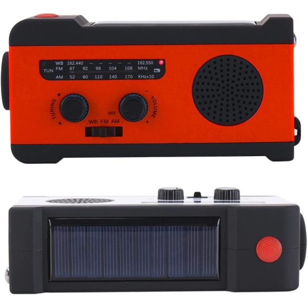 Handkurbel-notfunkgert - Tragbares Notfall-solarradio - Handkurbel-wetteralarm-radio Mit Handy-aufladung, Batteriebetrieben, Sos-alarm, Led-taschenla
